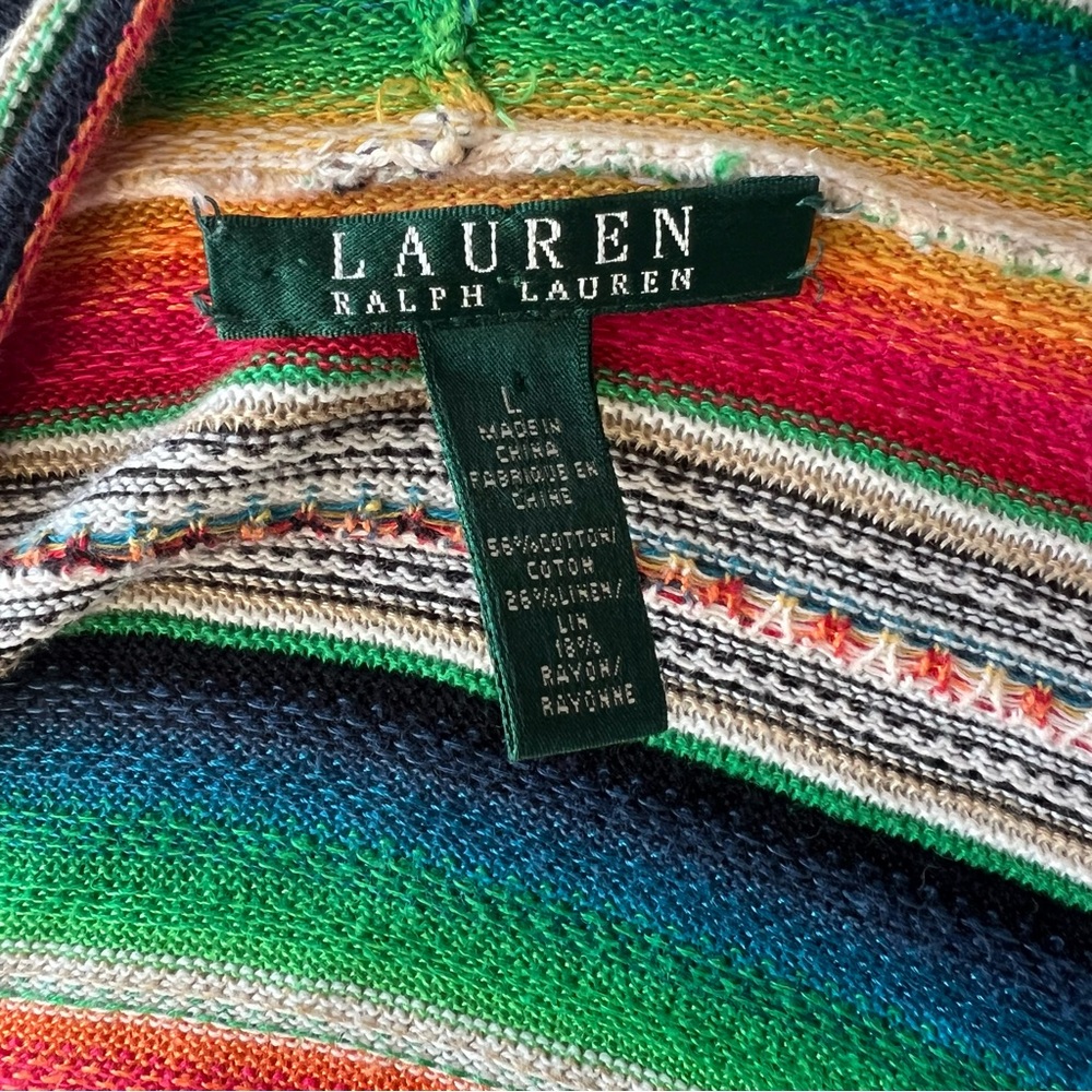 Vintage Ralph Lauren Multicolor Striped Cardigan Poncho - Picture 10 of 12